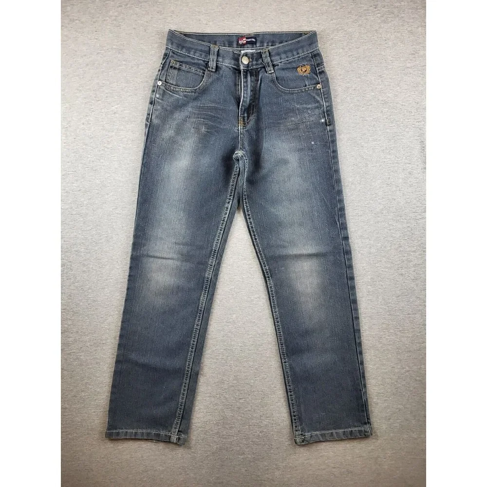 Vintage Y2K Phat Farm Boys Baggy Straight Jeans Sz 12 (26x26) Blue Faded Hip Hop